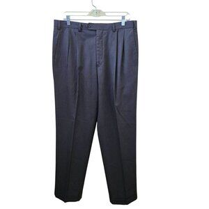 Lauren Ralph Lauren 100% Wool Pleated Cuffed Charcoal Dress Pants Size 36x32